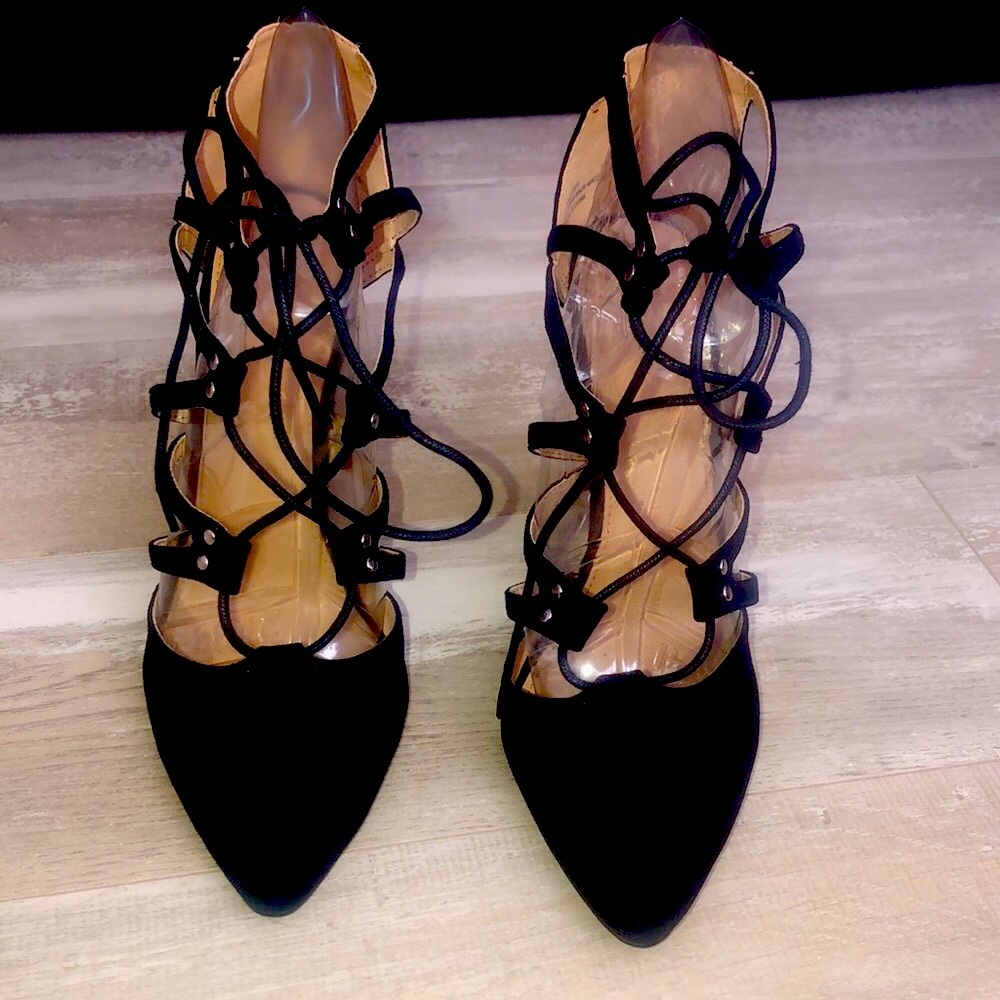 Charlotte russe black lace up heels